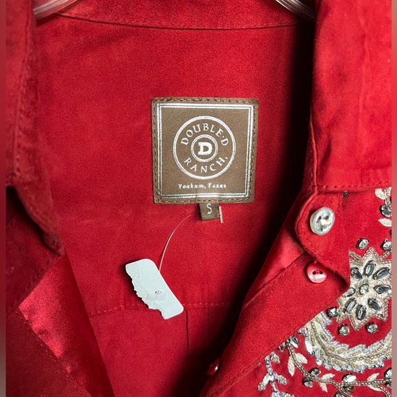 Double D Ranch Red Rhinestone & leather shirt Jacket - Picture 4 of 5